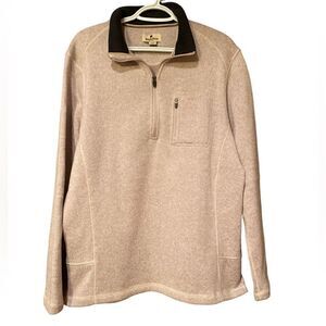 Woolrich Vintage Pullover Sweater Size Large Tan 1/4 Zip Front